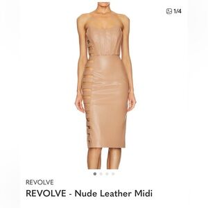 NBD Tan Backless Dress with Strappy Sides